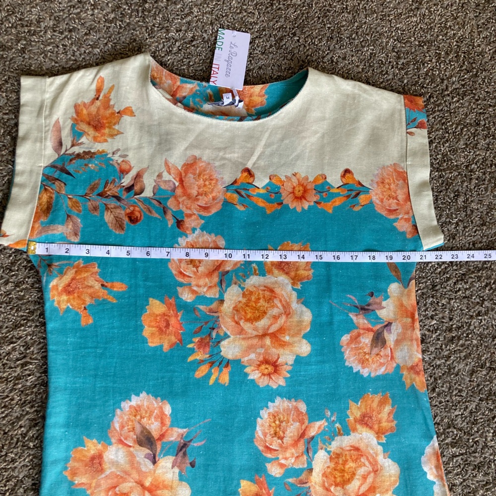 La Ragarre Italian Linen Floral Dress-Size M- New With Tags. - Picture 5 of 8